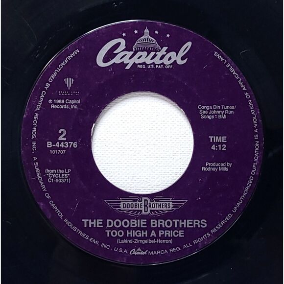 Doobie Brothers 45 The Doctor / Too High A Price on Capitol VG Rock - Picture 3 of 4